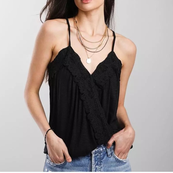 Daytrip Black Surplice Camisole with Lace Detail - Picture 8 of 10